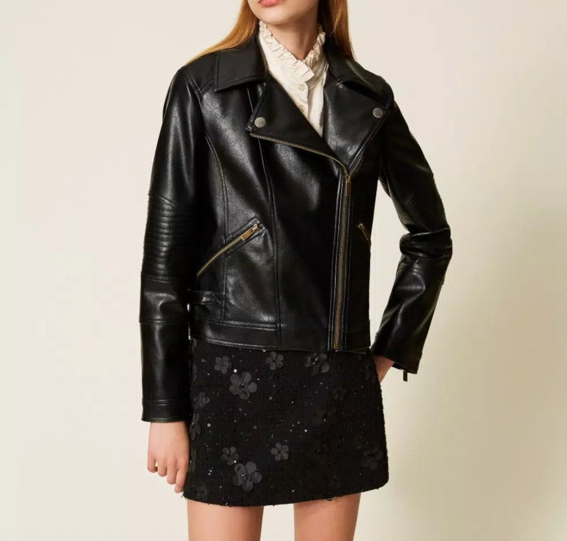 Twin-Set Faux Leather Biker Jacket