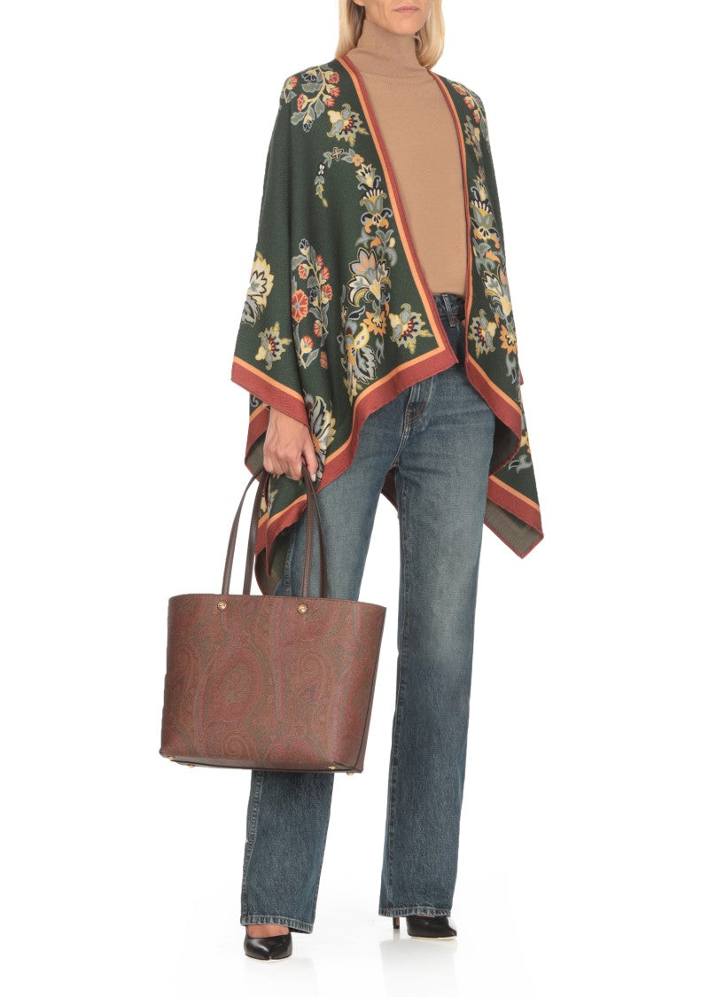 Etro Rectangular Cotton Shopping Bag With Contrasting Paisley Pattern