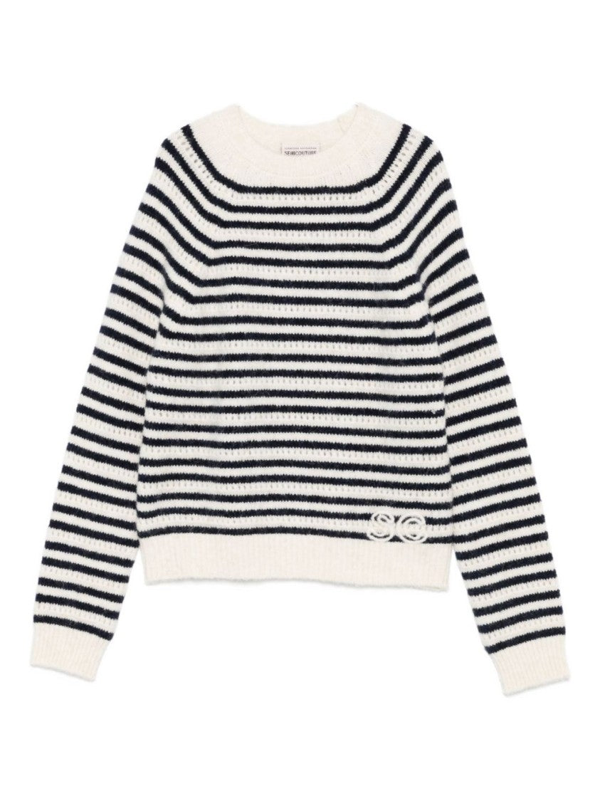 Semi Couture Striped Knit Sweater With Textured Finish