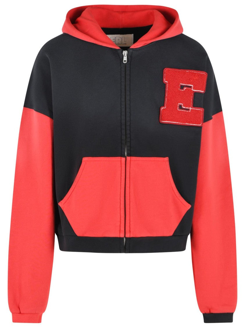 Erl Black Varsity Hooded Cotton Sweatshirt