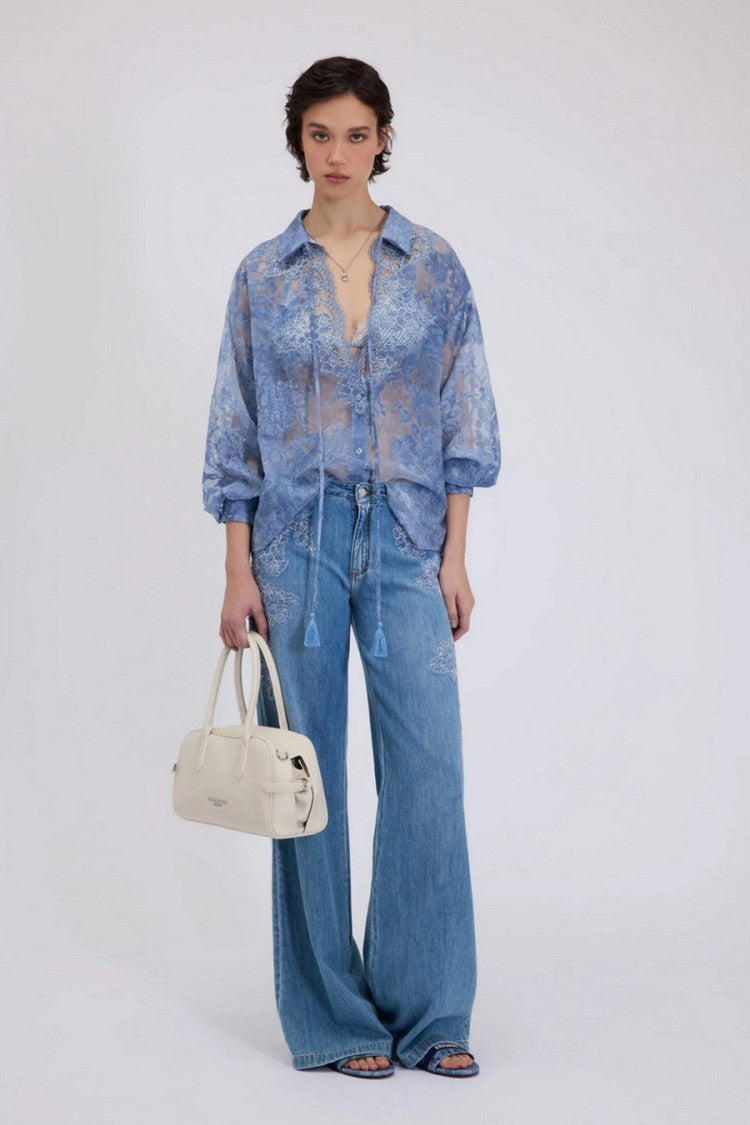 Ermanno Denim Silk Blouse