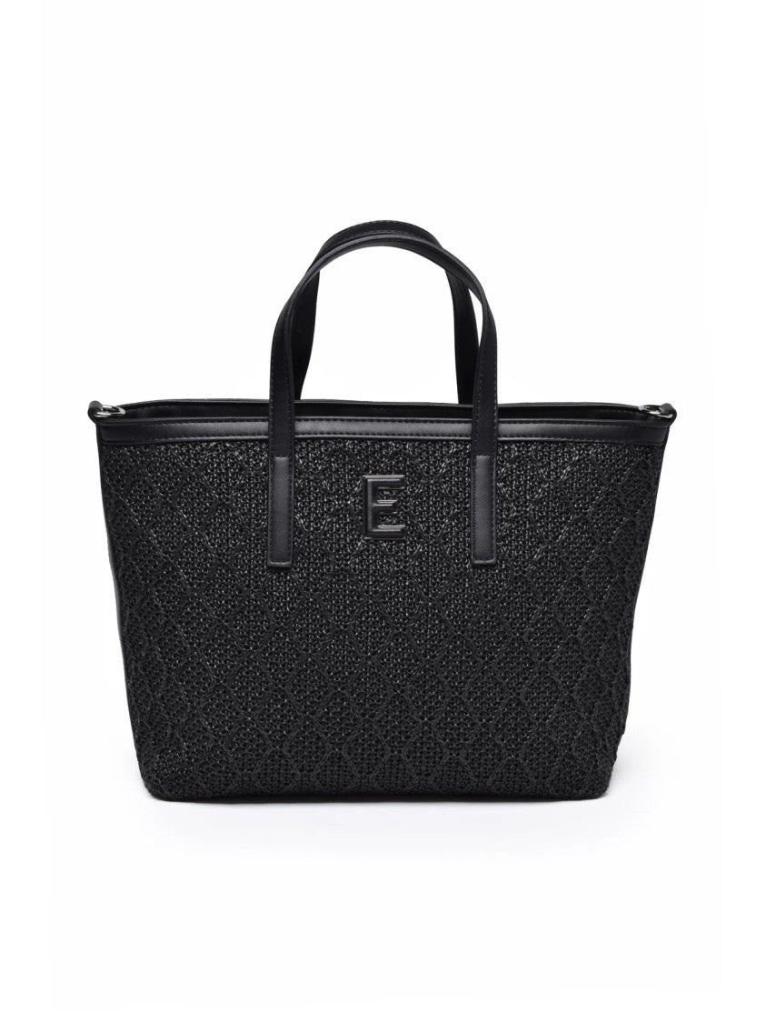 Ermanno Firenze Ermanno Firenze Terra Straw Tote Bag With Zip Closure