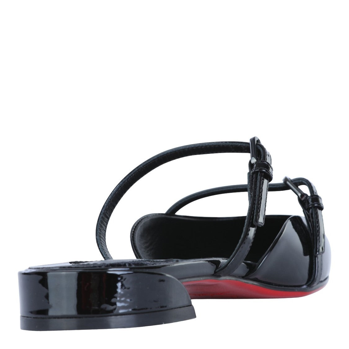 Christian Louboutin Glossy Black Patent Flats With Pointed Toe