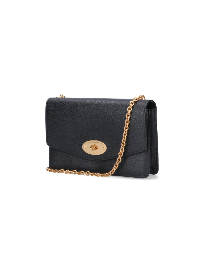Mulberry "Darley" Small Bag, In Black Hammered Leather