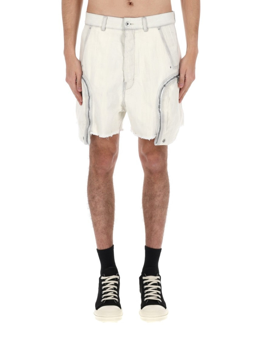 Drkshdw By Rick Owens Neutrals Bauhaus Oversized Zippered Cotton Shorts