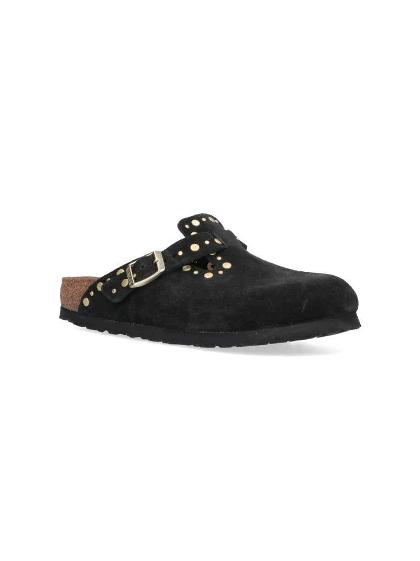 Birkenstock Black Slip-On Gold Studded Sandals