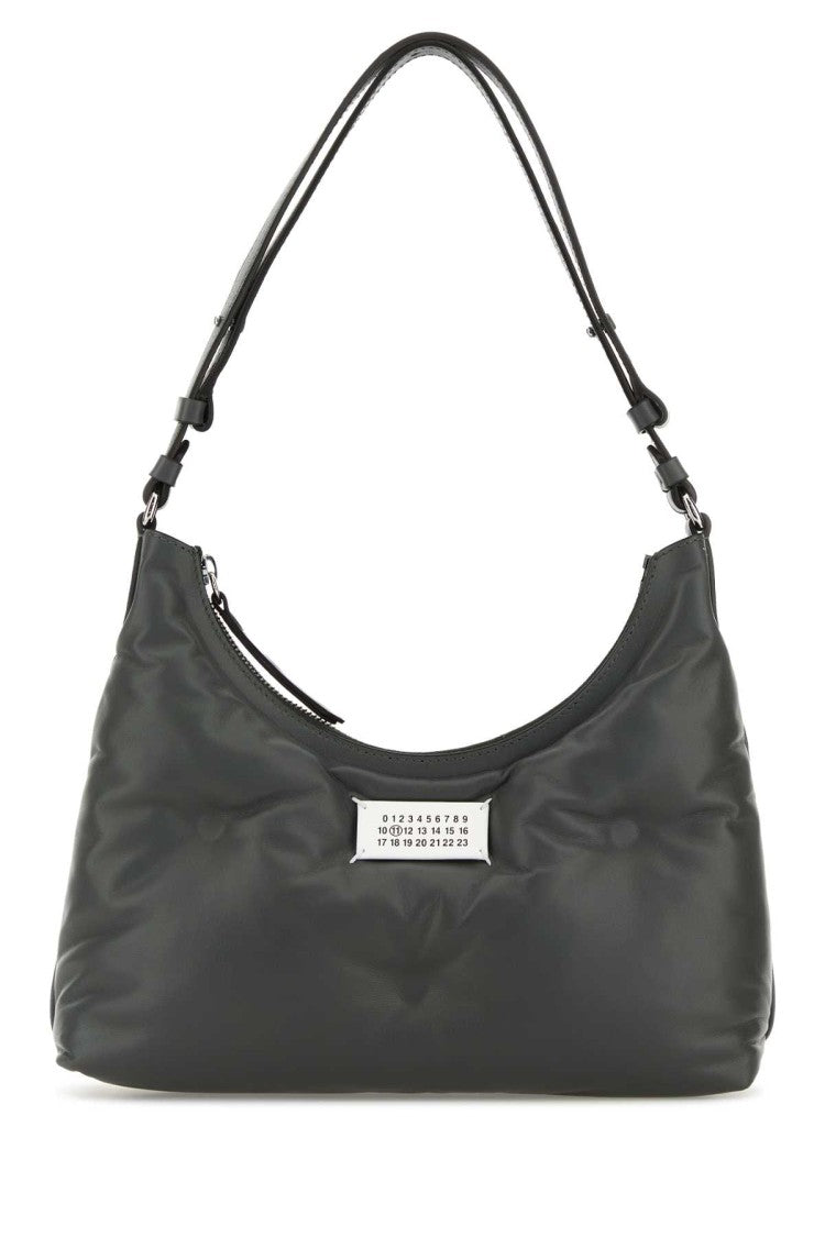 Maison Margiela Dark Grey Nappa Leather Small Glam Slam Hobo Shoulder Bag