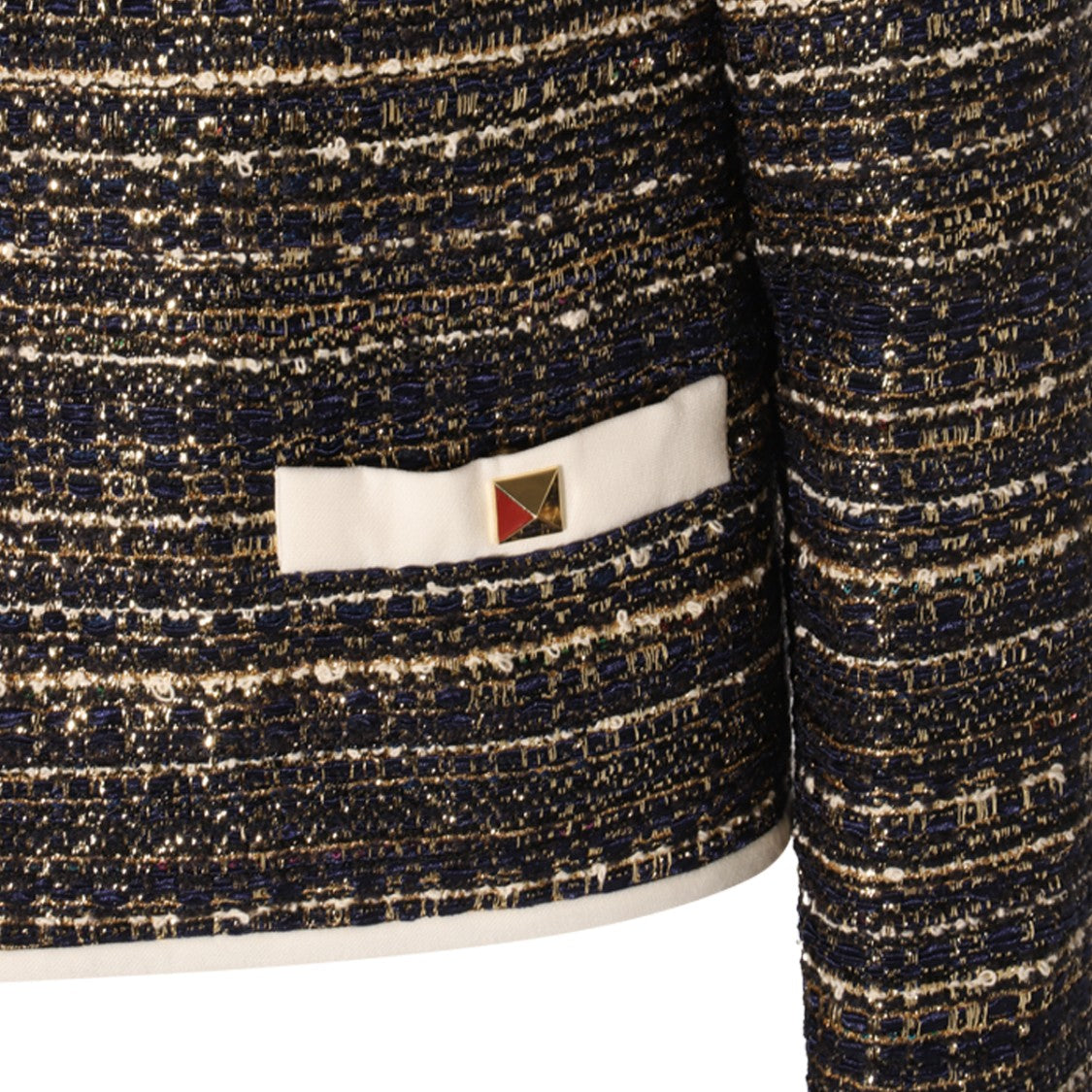 Valentino Tweed Cropped Line Blazer