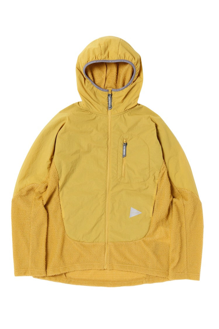 And Wander Yellow Hooded Jacket With Textured Fleece