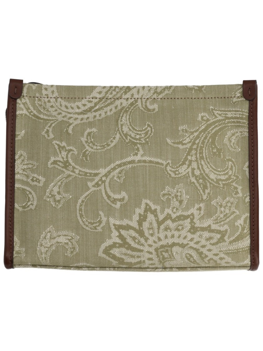 Etro Beige Arnica Paisley Jacquard Cotton-Blend Pouch
