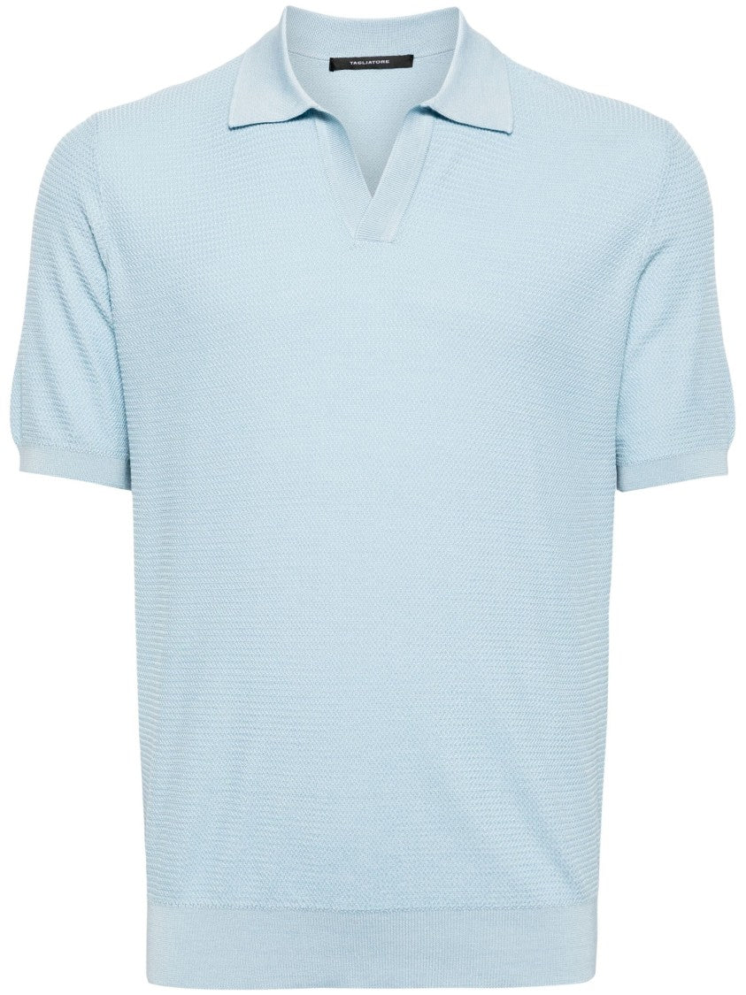 Tagliatore Textured Knit Polo Shirt With Classic Collar