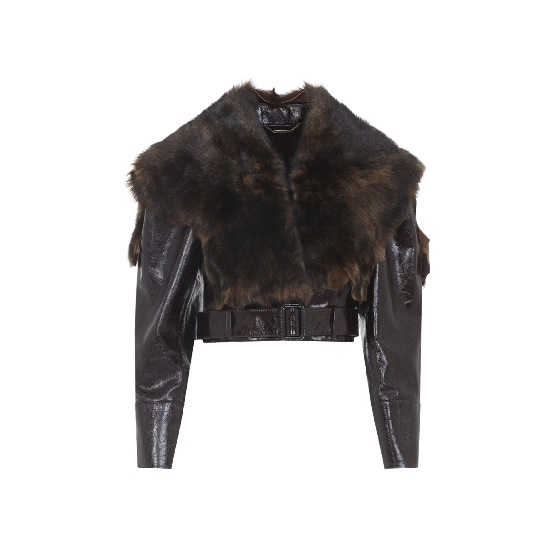 Chloé Cropped Brown Cow Leather Jacket
