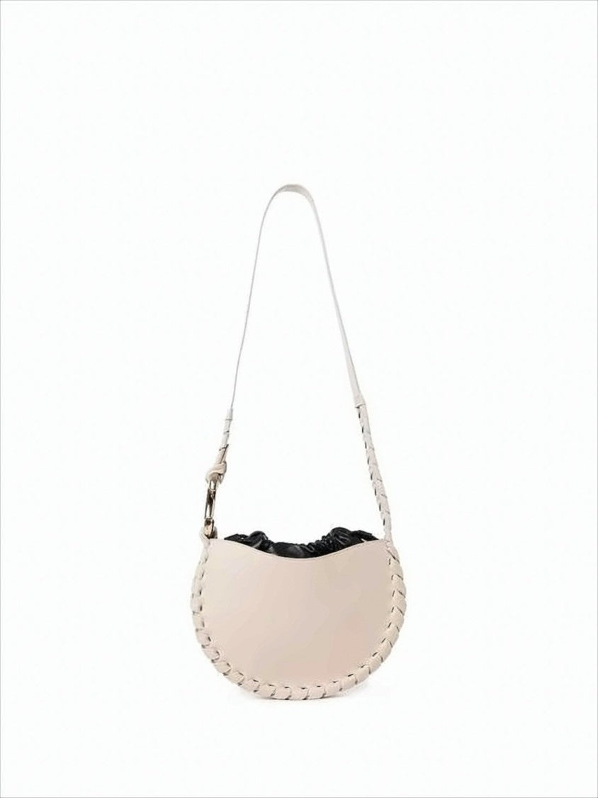 Chloé Crescent-Shaped Smooth Leather Shoulder Bag With Braided Trim