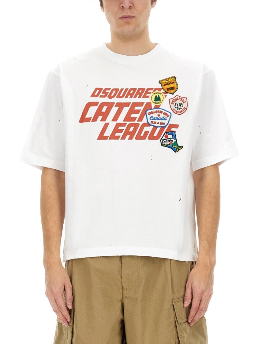 Dsquared2 Relaxed Fit White Graphic T-Shirt