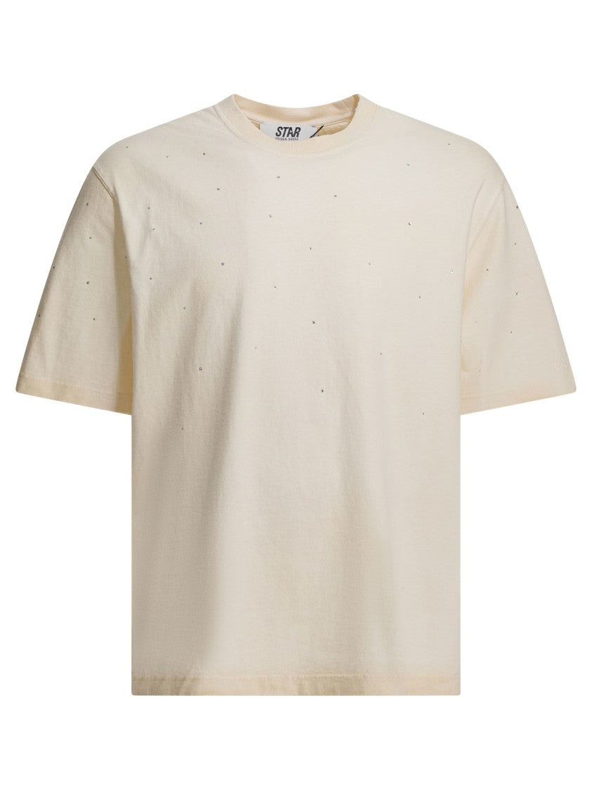 Golden Goose Dropped-Shoulder Star Print T-Shirt In Distressed Cotton