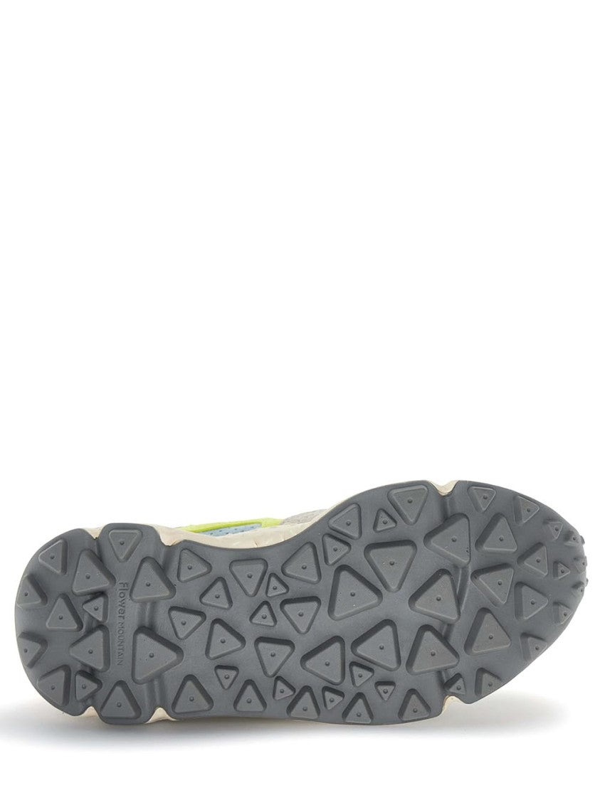 Flower Mountain Floral-Patterned Sneakers With Suede Overlays And Chunky Sole