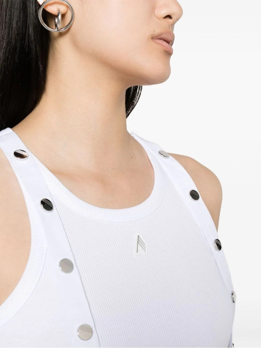 The Attico Ribbed White Tank Top