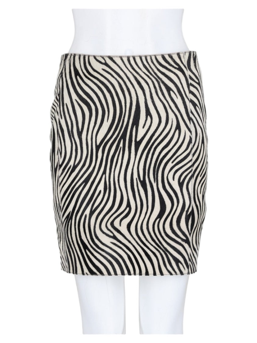 Alysi Animalier Bold Print Fitted Leather Mini Skirt