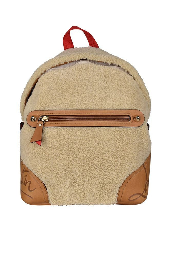 Christian Louboutin Shearling Backpack With Camel Leather Accents