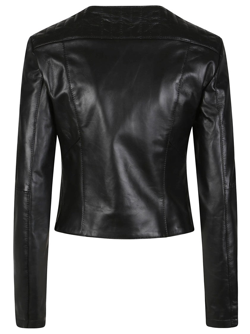Patrizia Pepe Black Lambskin Biker Jacket