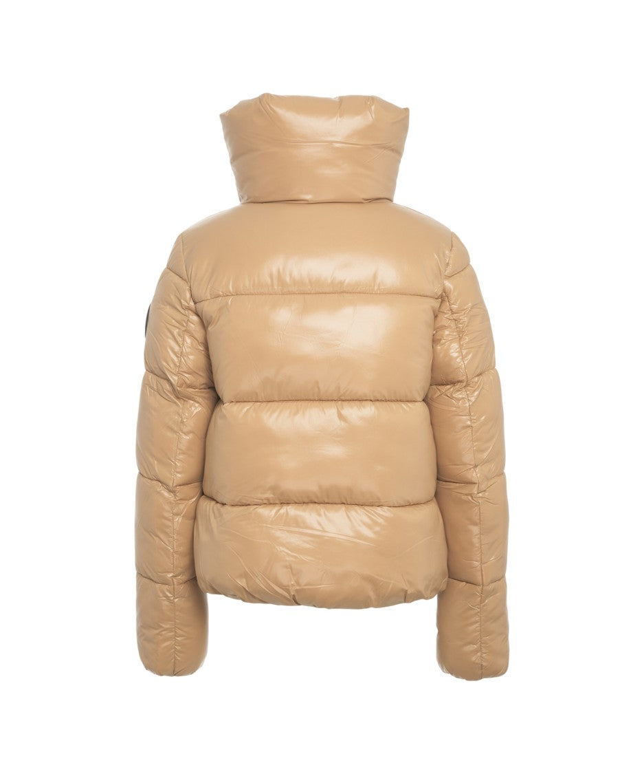 Save The Duck High-Collar Quilted Puffer Jacket With Glossy Finish