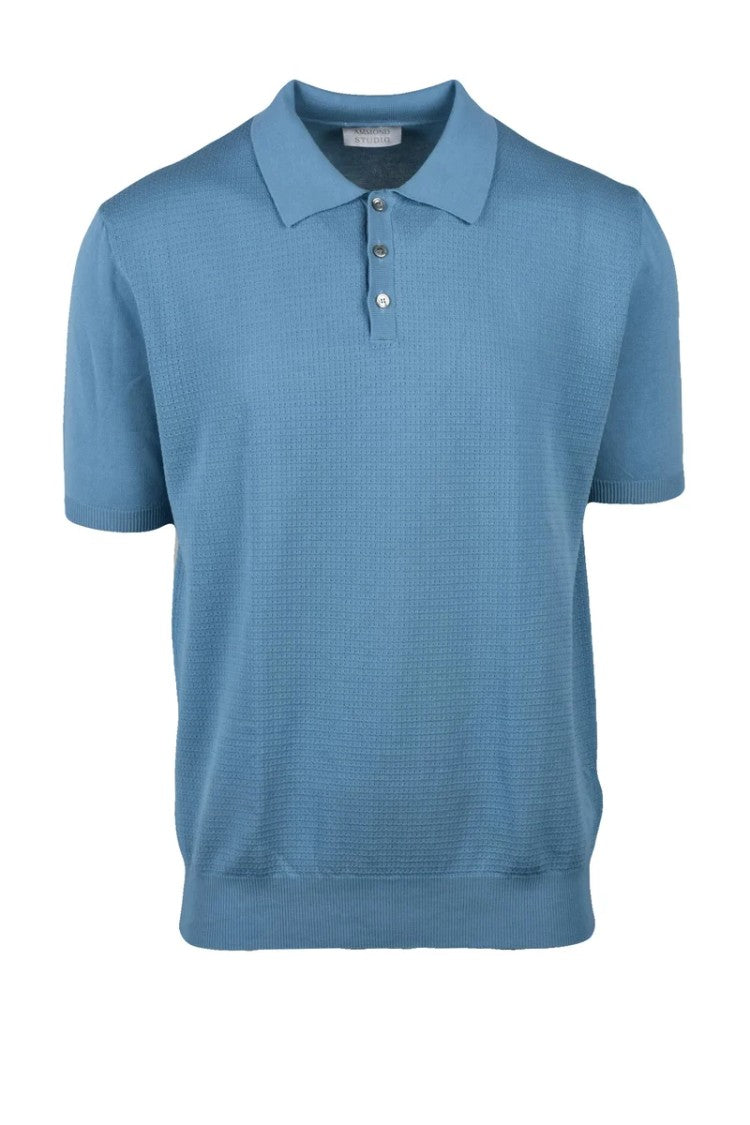 Ammond Studio Light Blue Cotton Knit Polo Shirt