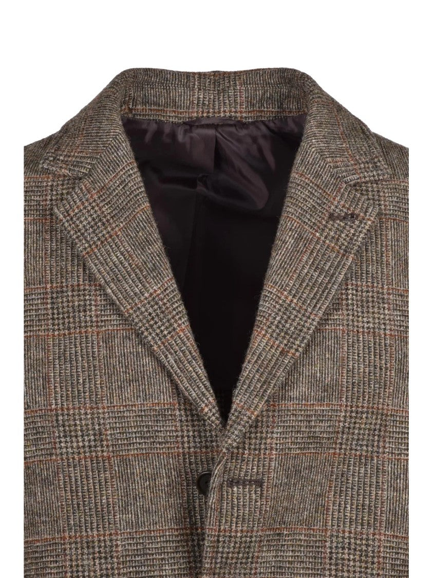 Aspesi Brown Check Pattern Virgin Wool Isaac Blazer
