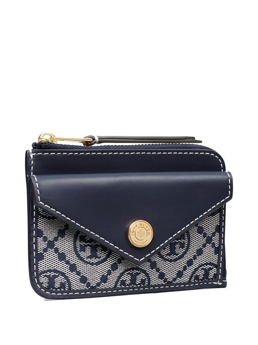 Tory Burch Navy Blue Cardholder With Zip Fastening