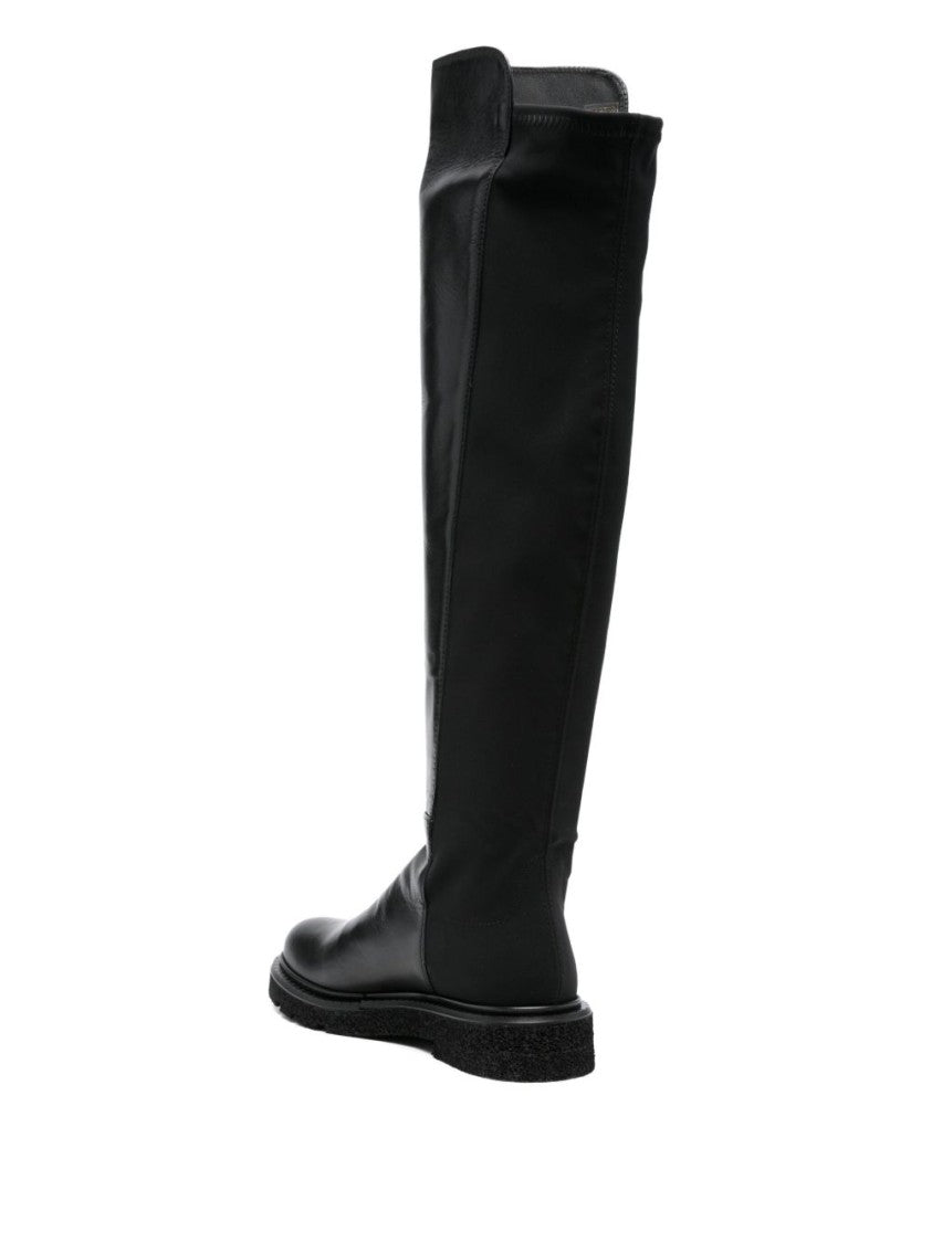 Guglielmo Rotta Knee-High Black Leather Ankle Boots