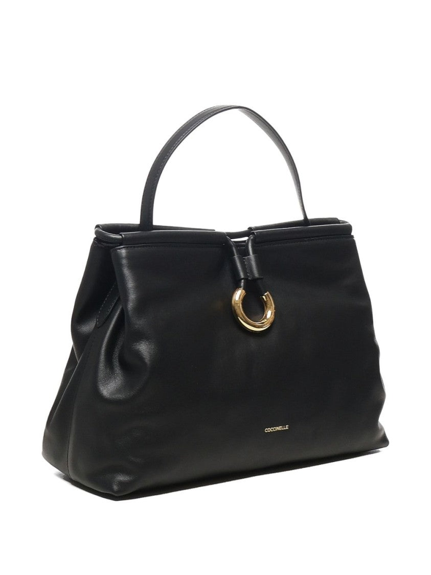 Coccinelle Structured Calfskin Shoulder Bag With Gold-Tone Clasp