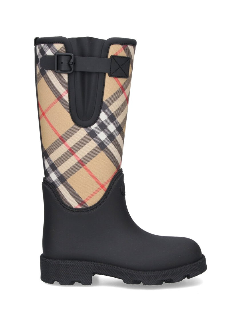 Burberry Mid-Calf Boots With Classic Plaid Upper
