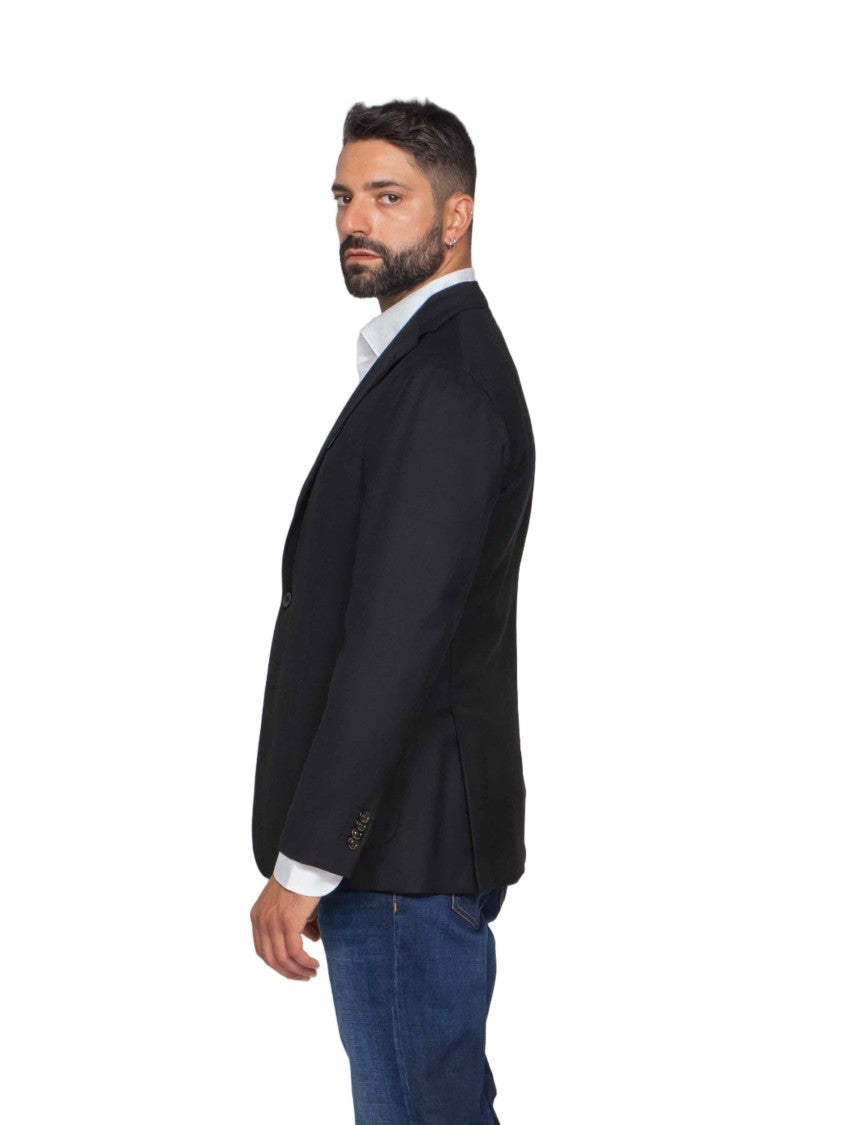 Boglioli Tailored Black Blazer With Notched Lapel And Buttoned Cuffs