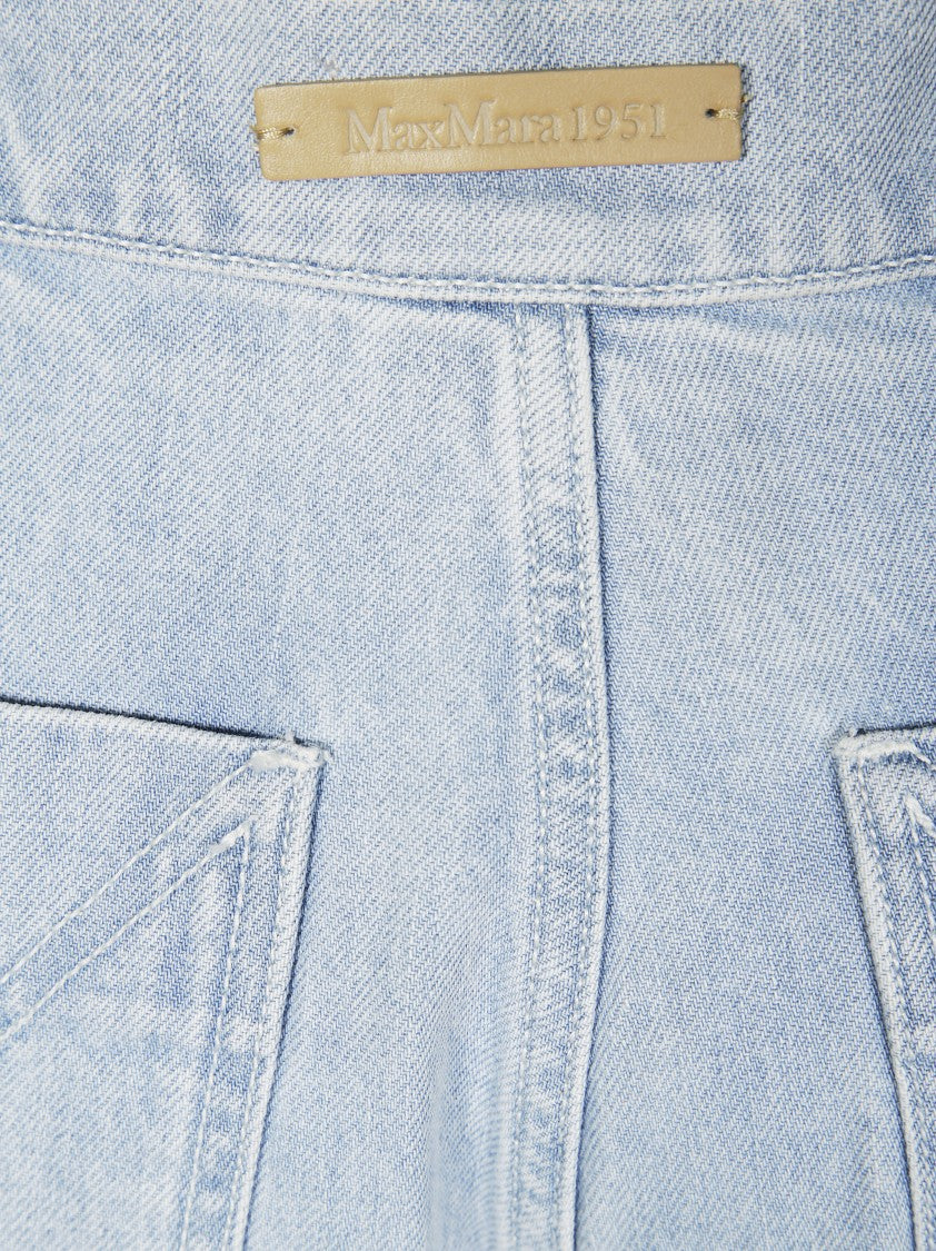Max Mara Light Wash Denim Palazzo Jeans With High Waist