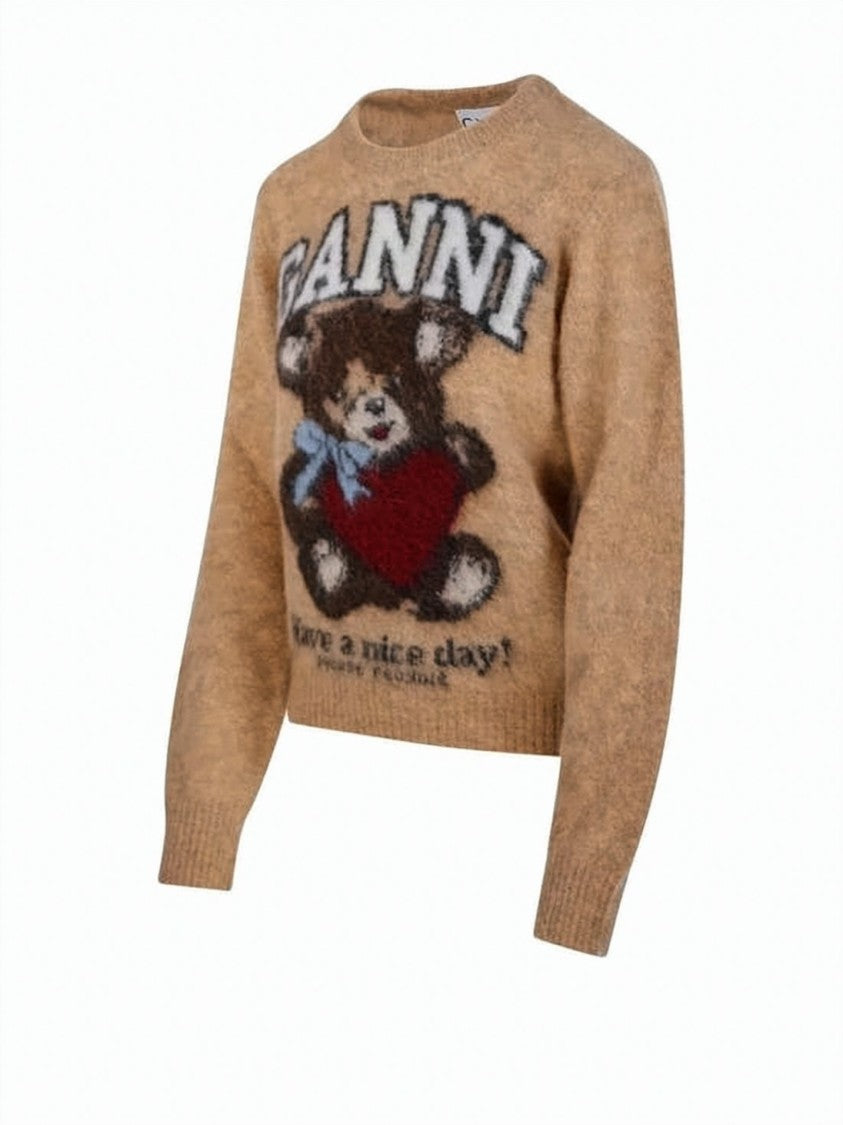 Ganni Playful Teddy Bear Graphic Sweater