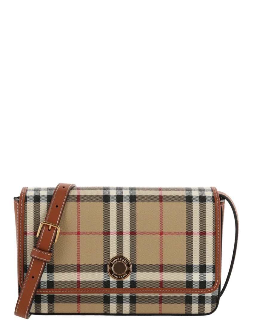 Burberry Classic Plaid Hampshire Shoulder Bag With Leather Trim