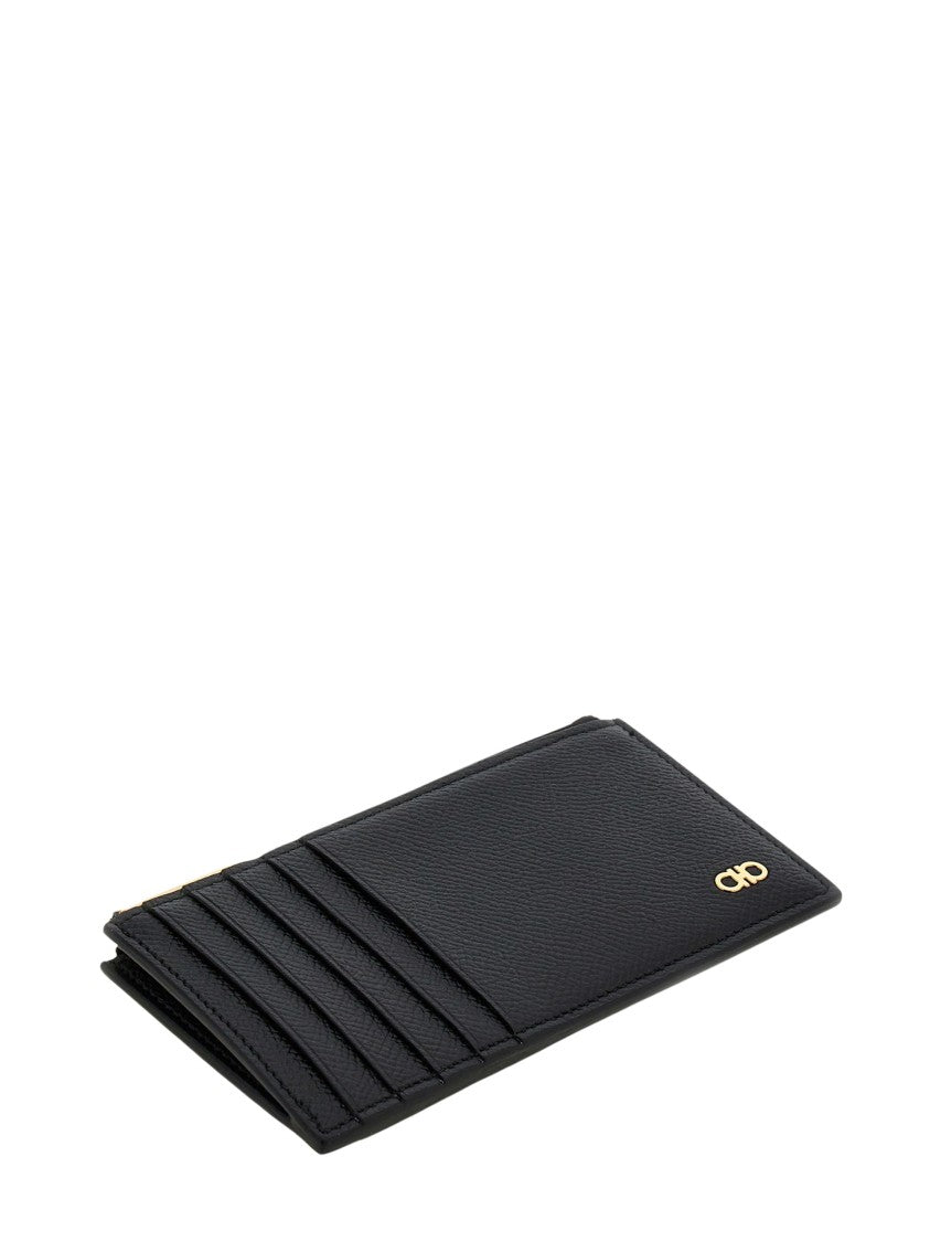 Ferragamo Textured Micro Gancio Wallet With Zipper Compartment