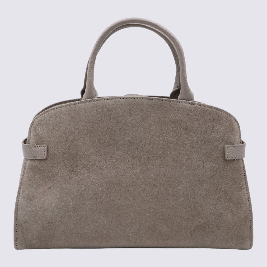Coccinelle Structured Taupe Suede Handbag With Belt Detail