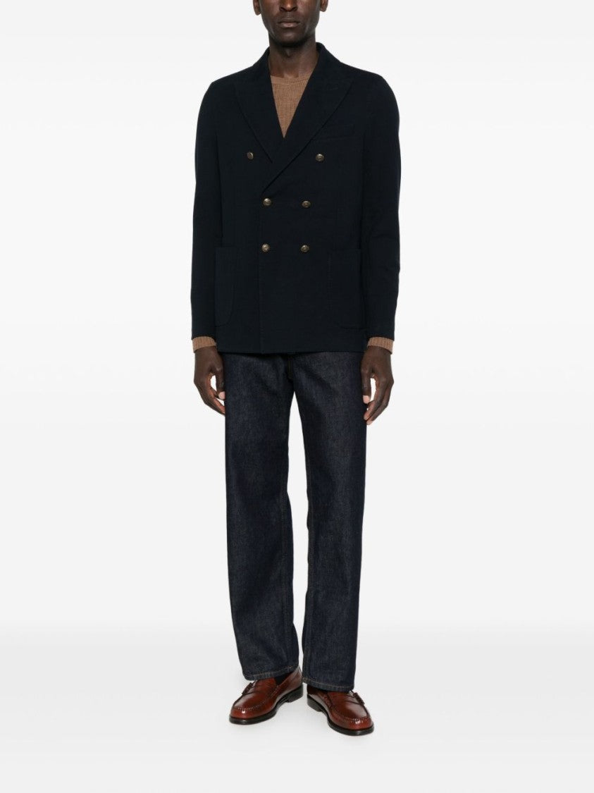 Circolo 1901 Structured Blue Jacket With Front Zipper Closure