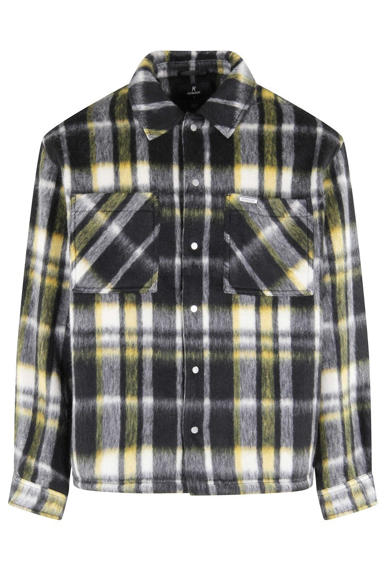 Represent Textured Overshirt Jacket With Bold Plaid Pattern