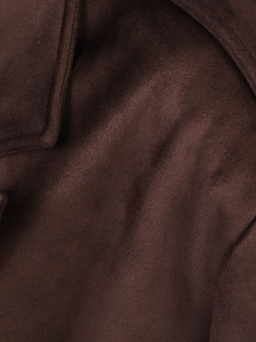 The Frankie Shop Brown Suede Trench Coat With Relaxed Fit