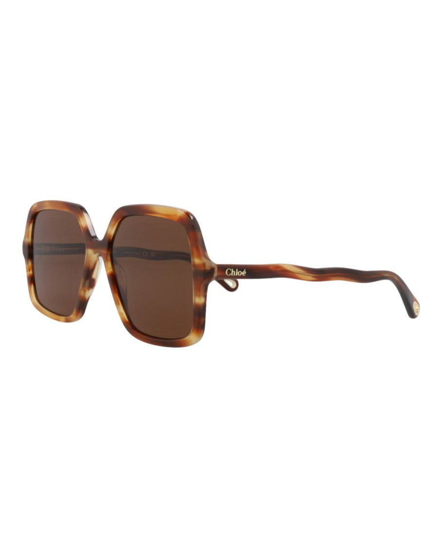 Chloé Square-Frame Bio Acetate Sunglasses With Tortoiseshell Pattern