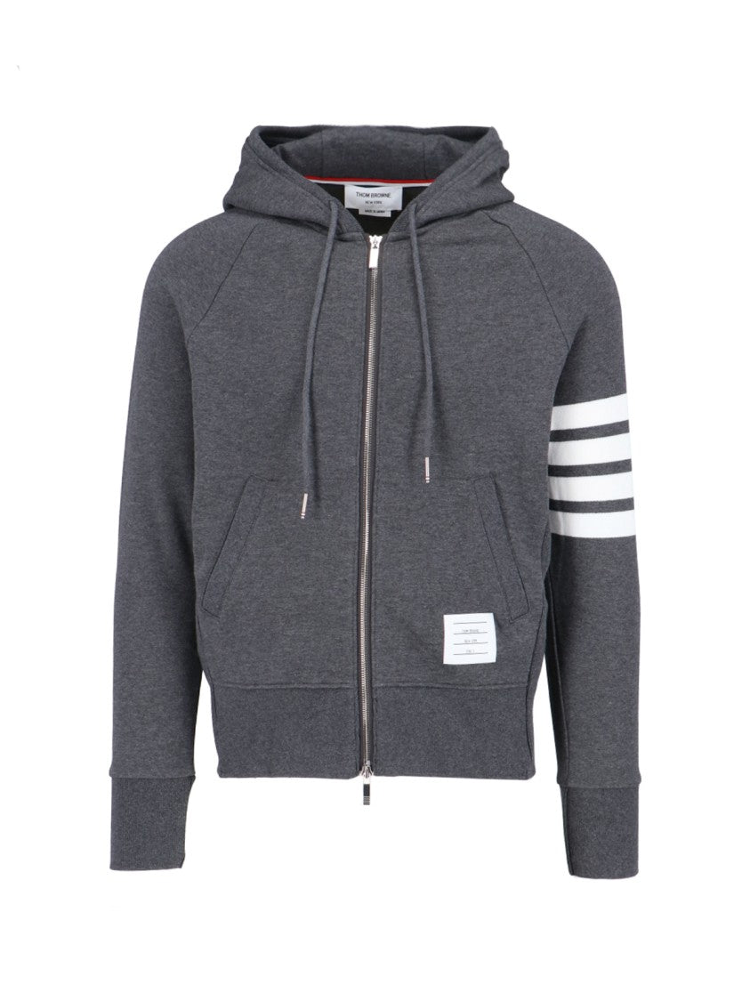 Thom Browne Dark Grey 4-Bar Cotton Zip Hoodie