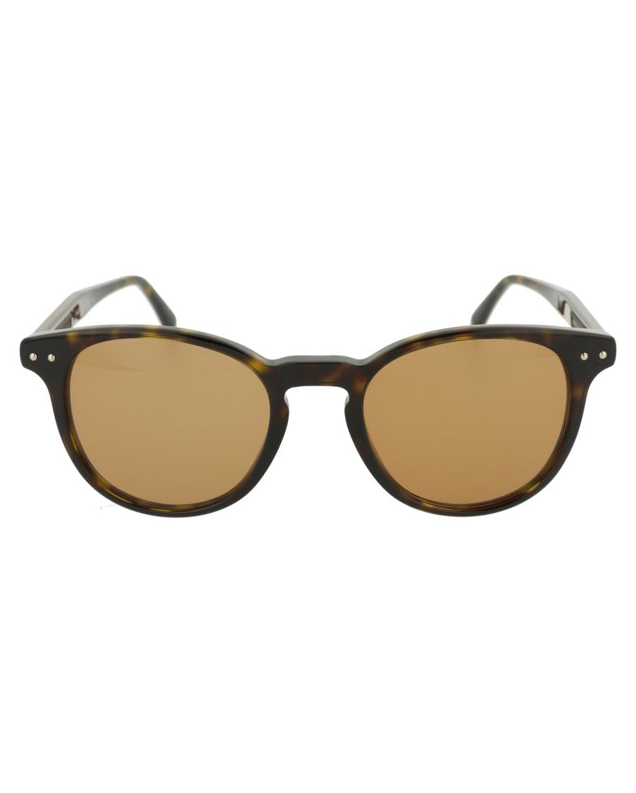 Bottega Veneta Round-Frame Acetate Sunglasses With Tortoiseshell Pattern
