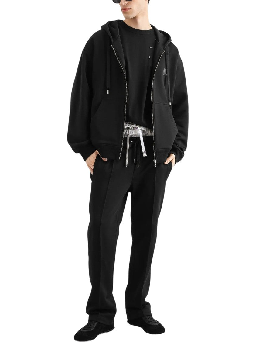 Dolce & Gabbana Zip-Up Hoodie With Drawstring Hood And Kangaroo Pockets