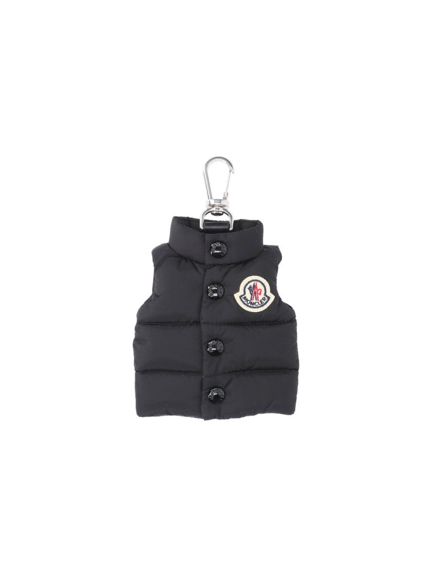 Moncler Black Mini Padded Vest-Shaped Keychain