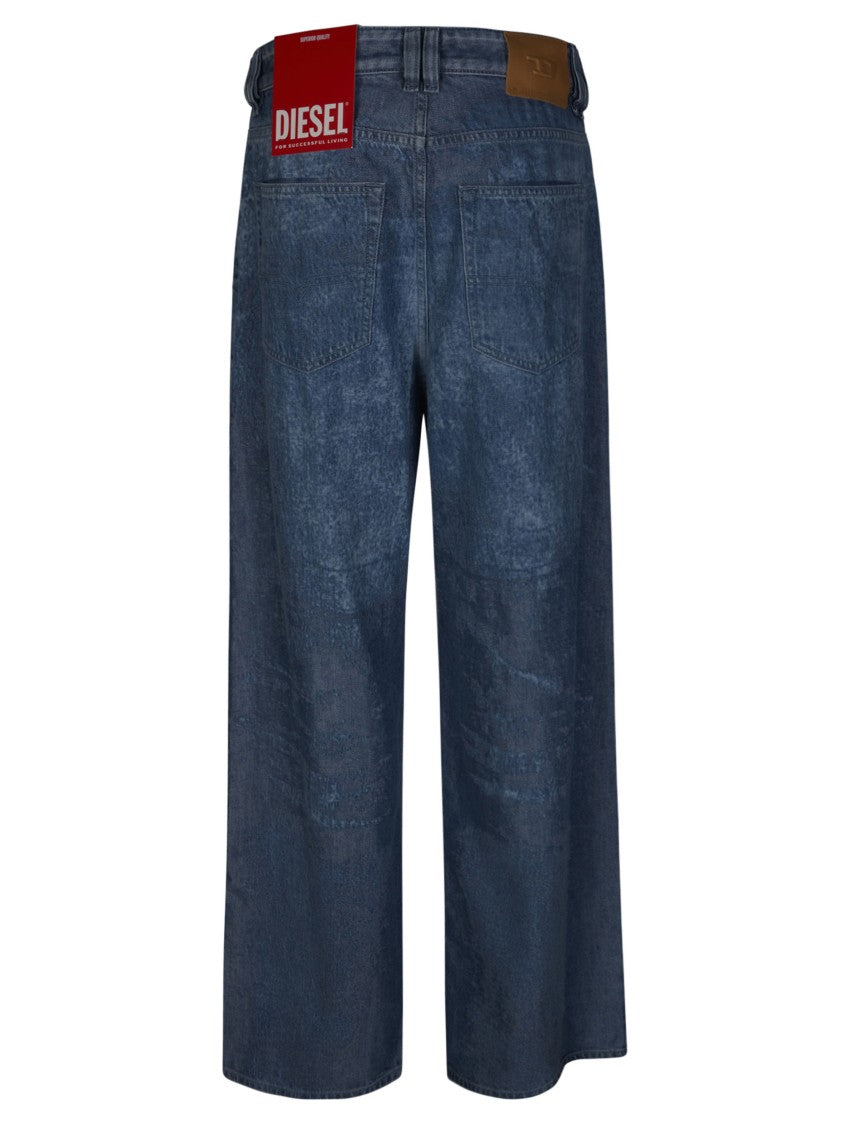 Diesel Blue Relaxed Whiskered Straight Jeans