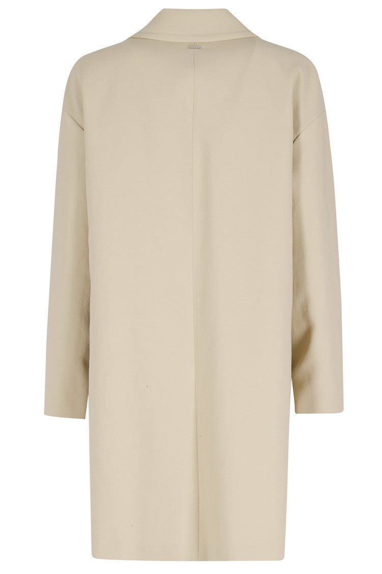Herno Sand Long Lapel Pocketed Polyester Coat