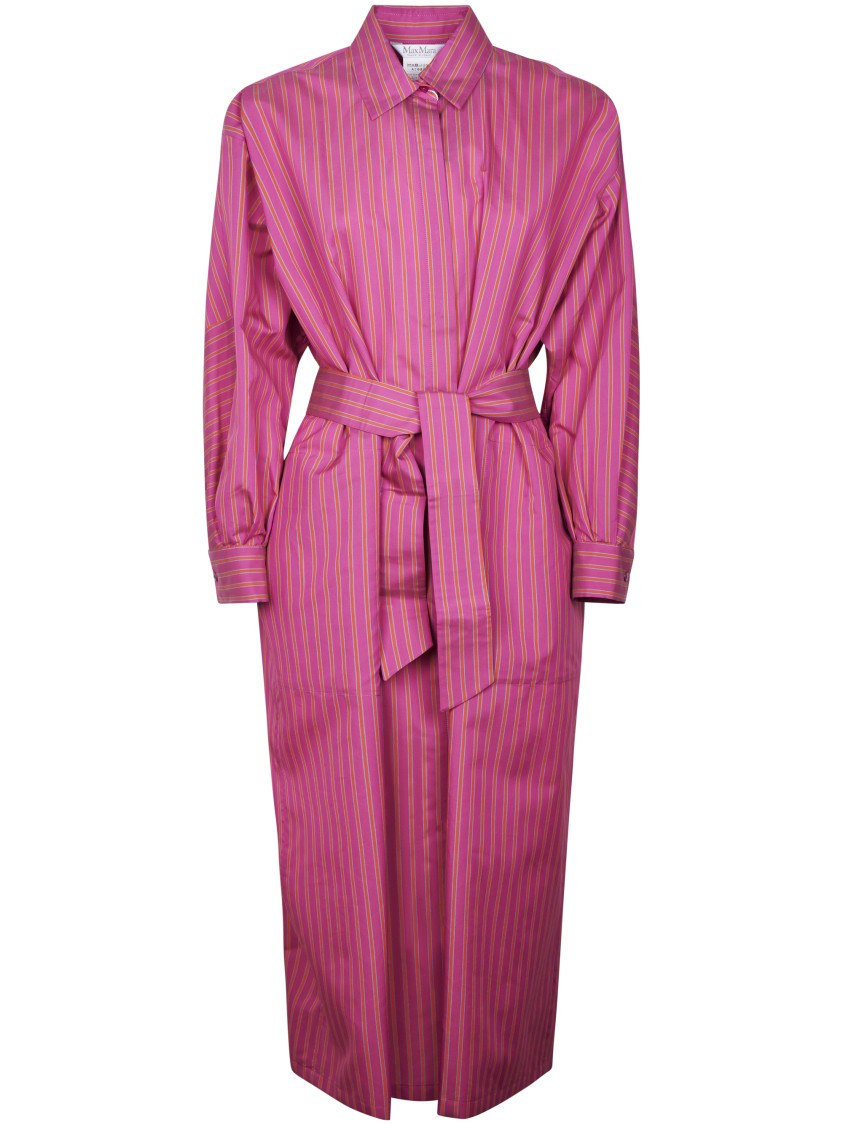 Max Mara Shirt Dress With Pointed Collar And Contrasting Stripes