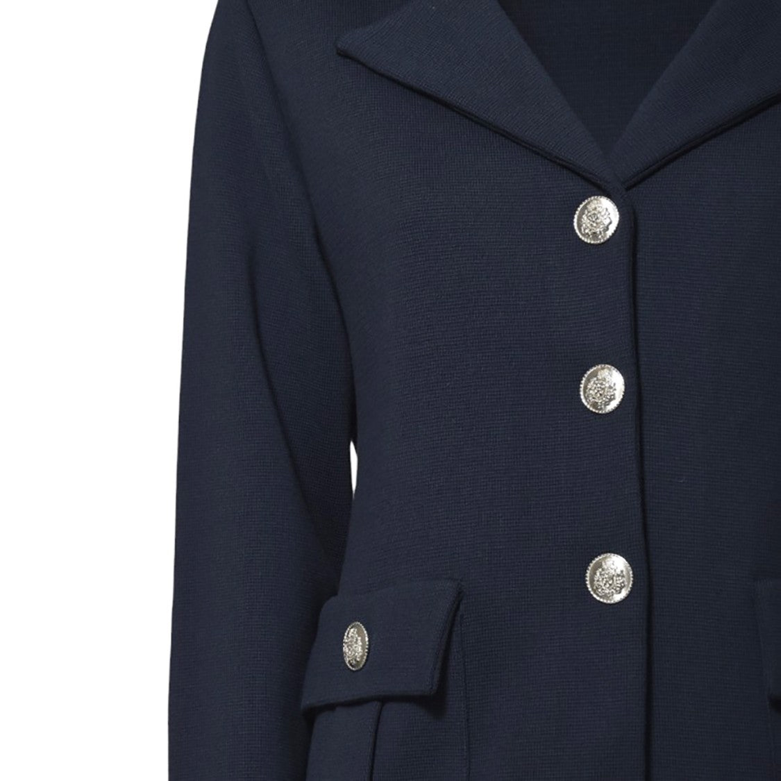 Charlott Blue Cotton V-Neck Jacket