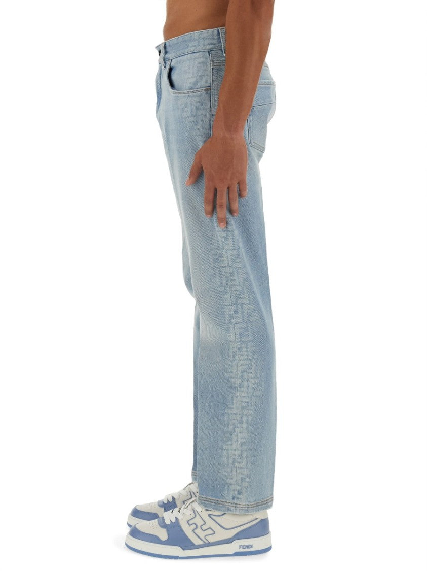 Fendi Light Wash Straight-Leg Denim Jeans